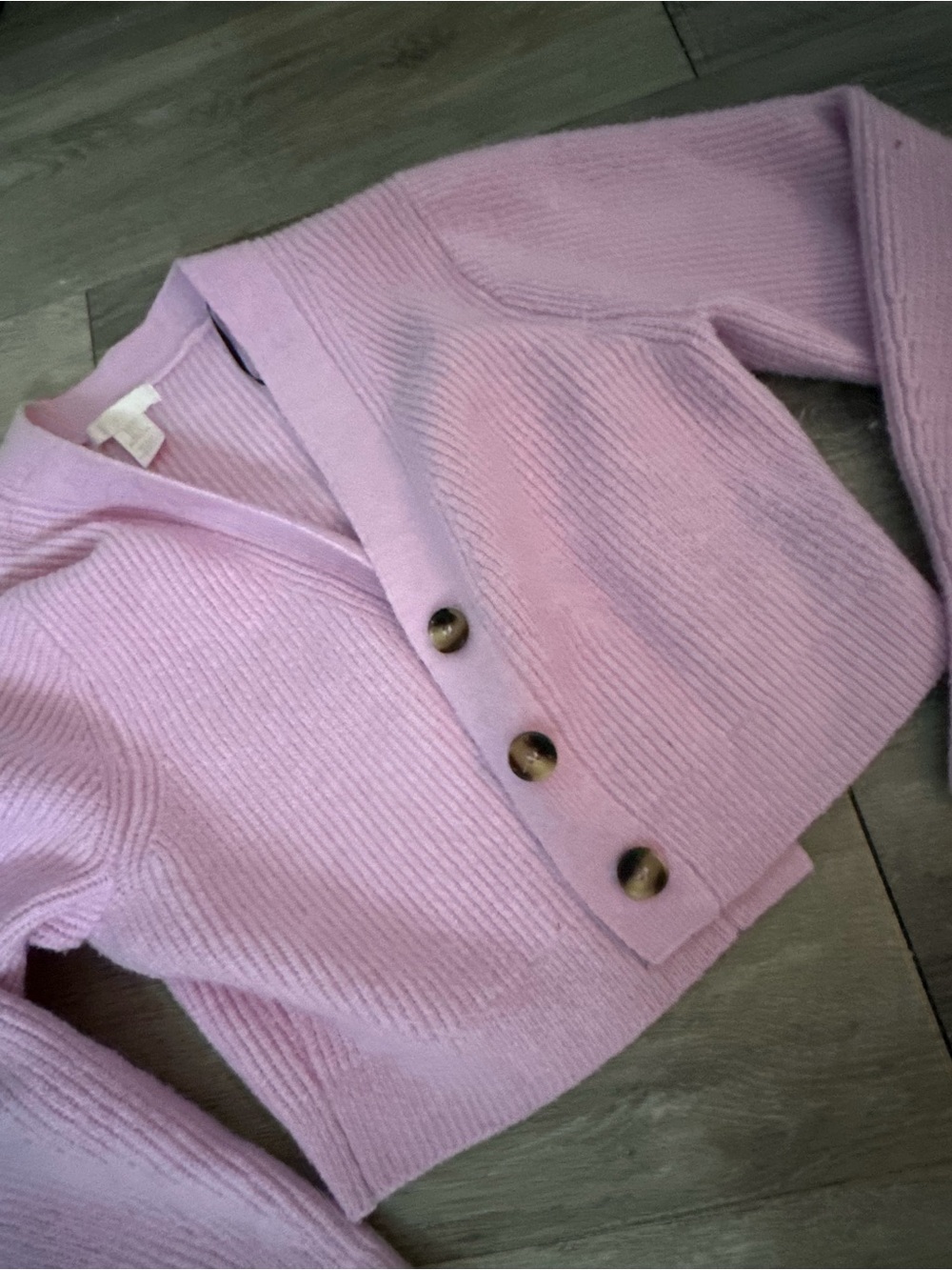 Zara Lavender Pink Ribbed Button Cardigan